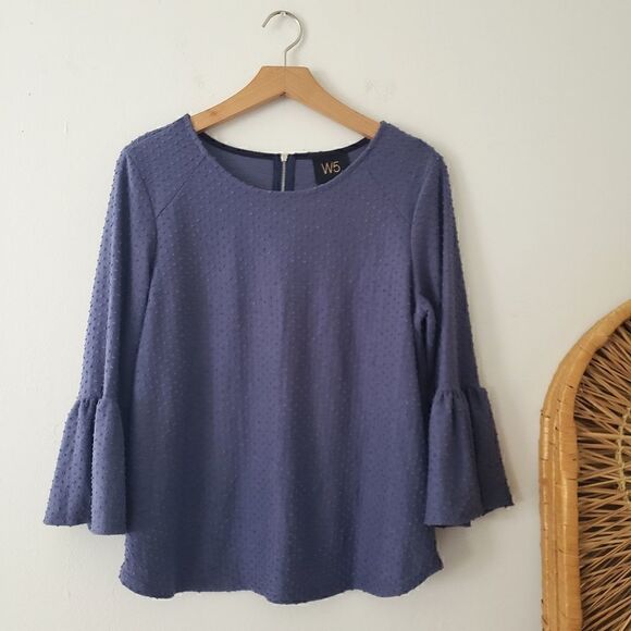 W5 Tops - W5 Swiss Dot Bell Sleeve Blouse S